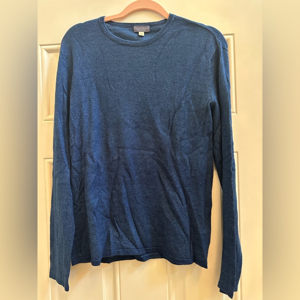 Club Monaco Blue Crewneck Cotton Pullover Sweater. Size Small
